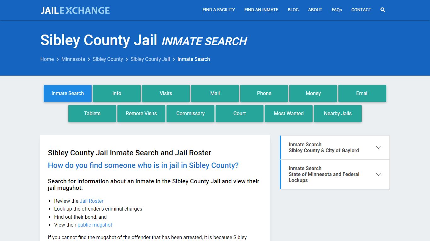 Inmate Search: Roster & Mugshots - Sibley County Jail, MN